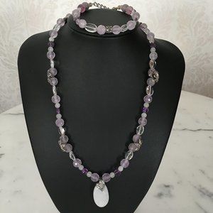 Semi-Precious Amethyst Necklace & Bracelet Set